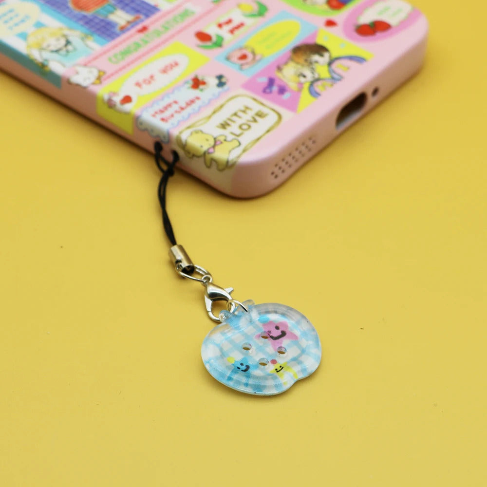Clear Apple Keychain Phone Charms Printed Design Pendants INS Style Bag Phone Case Accessories for Friends Couples