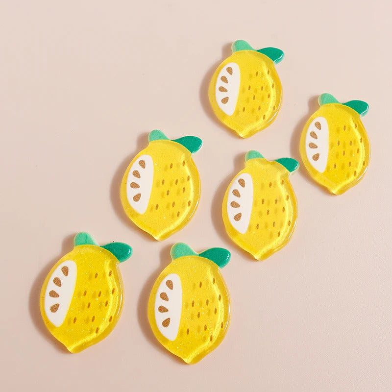 10pcs Mix Cute Mini Fruit Charms Pear Cherry Pineapple Peach Avocado Flat Back Resin Cabochons Scrapbook DIY Jewelry Accessories