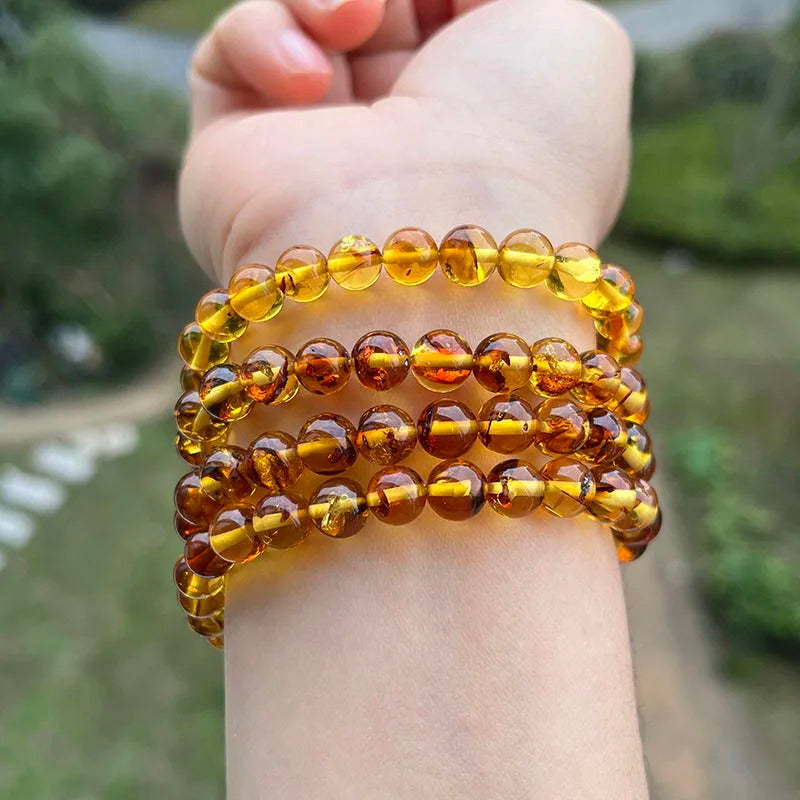 6mm-9mm Original Amber Bracelet for Men Women Unique Diy Flower Beads Rosary Long Necklace Baltic 2025 New Natural Stone Jewelry