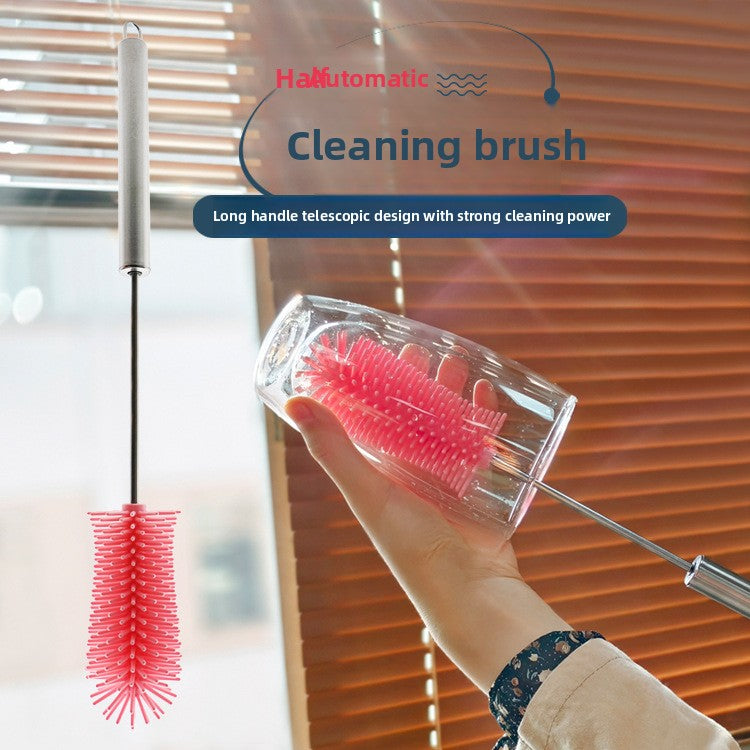 Rotating Silicone Cup Brush Milk Bottle Brush Multifunctional Semi-automatic Cleaning Brush Household Press-type Rotating Cleaning Artifact