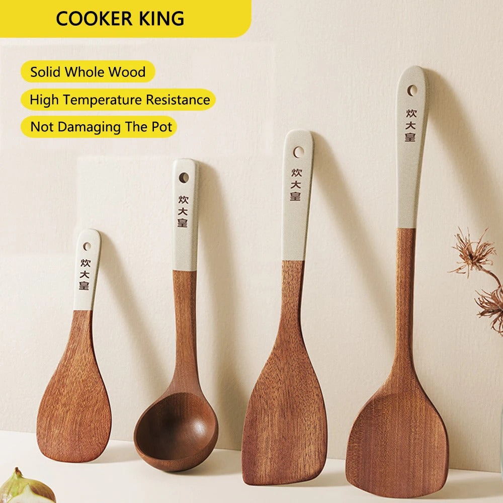 COOKER KING Ebony Wood Spatula Non Stick Pan Special Stir Fry Spatula Heat-Resistant Spatula Rice Soup Spoon Cooking Utensils