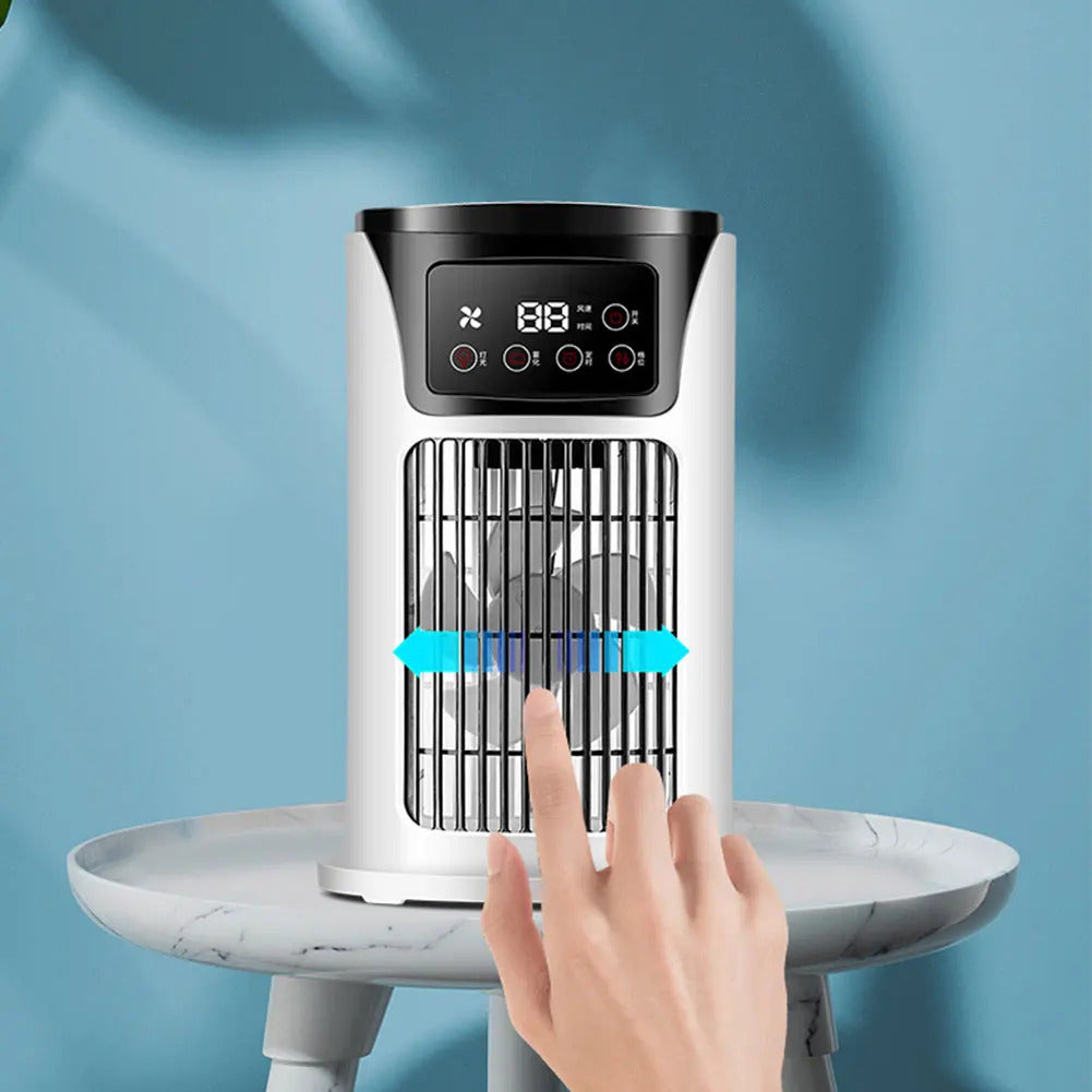 Air Conditioner Portable Fan Desktop Spray Ultrasonic Atomization 6-Speed Mute Air Cooler Night Light Electric Fan for Home