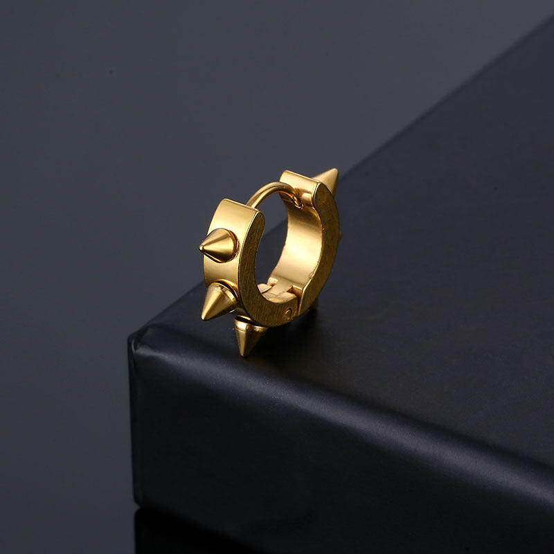 Punk Stainless Steel Spike Rivet Earrings Titanium Steel Ear Cuffs Unisex Alternative European and American Fashion Earrings Ear Jewelry