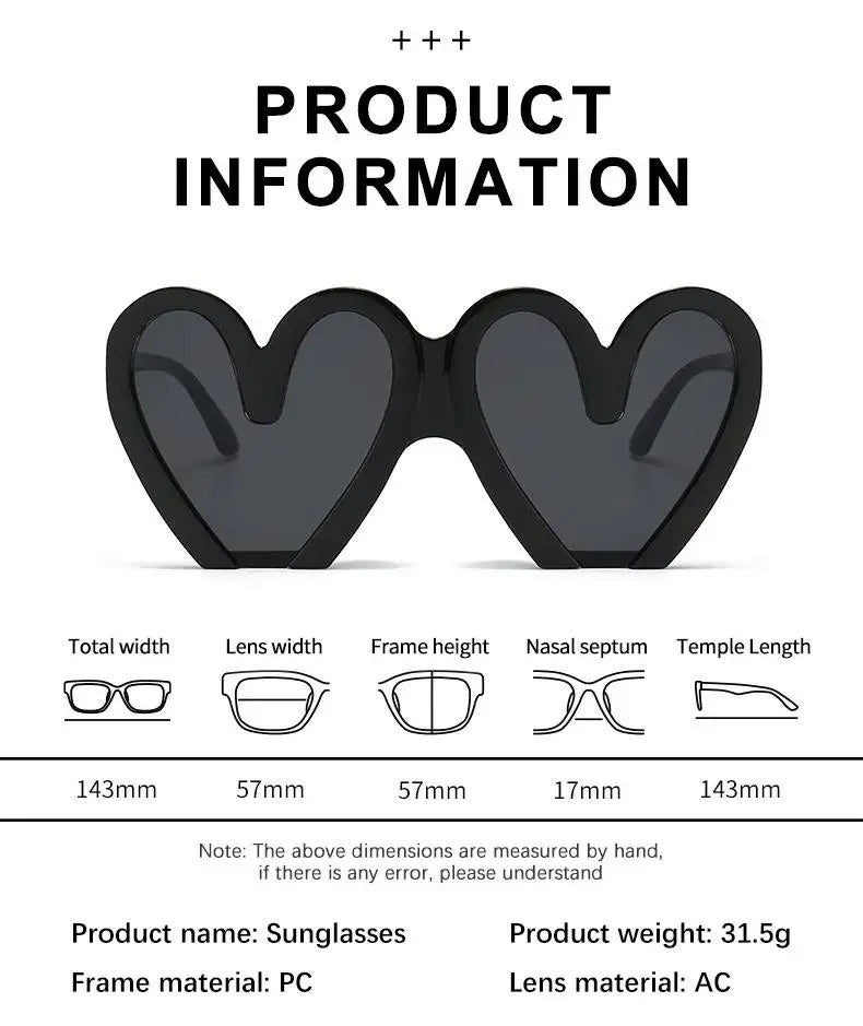 Love Birthday Party Sunglasses Woman Stage Performance Funny Sunglasses Hearts Sweet Fashion Travel Girls Sun Glasses gafas
