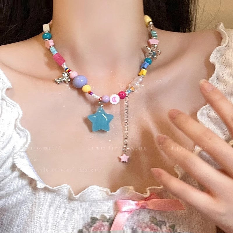 2025New Dopamine Color Apple XINGX Beaded Necklace Internet Celebrity Light Luxury Minority Summer Colorful Clavicle Chain