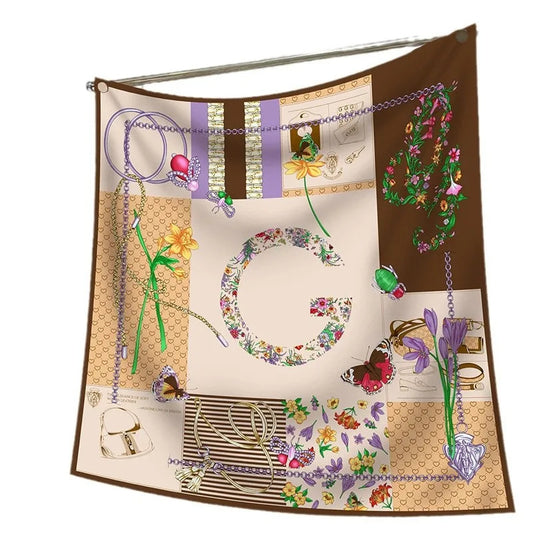 New Year Gift 90cm Large Square Scarf Scarf Women'S Scarves Spring And Autumn Style Fashion Shawl European American Twill Print
