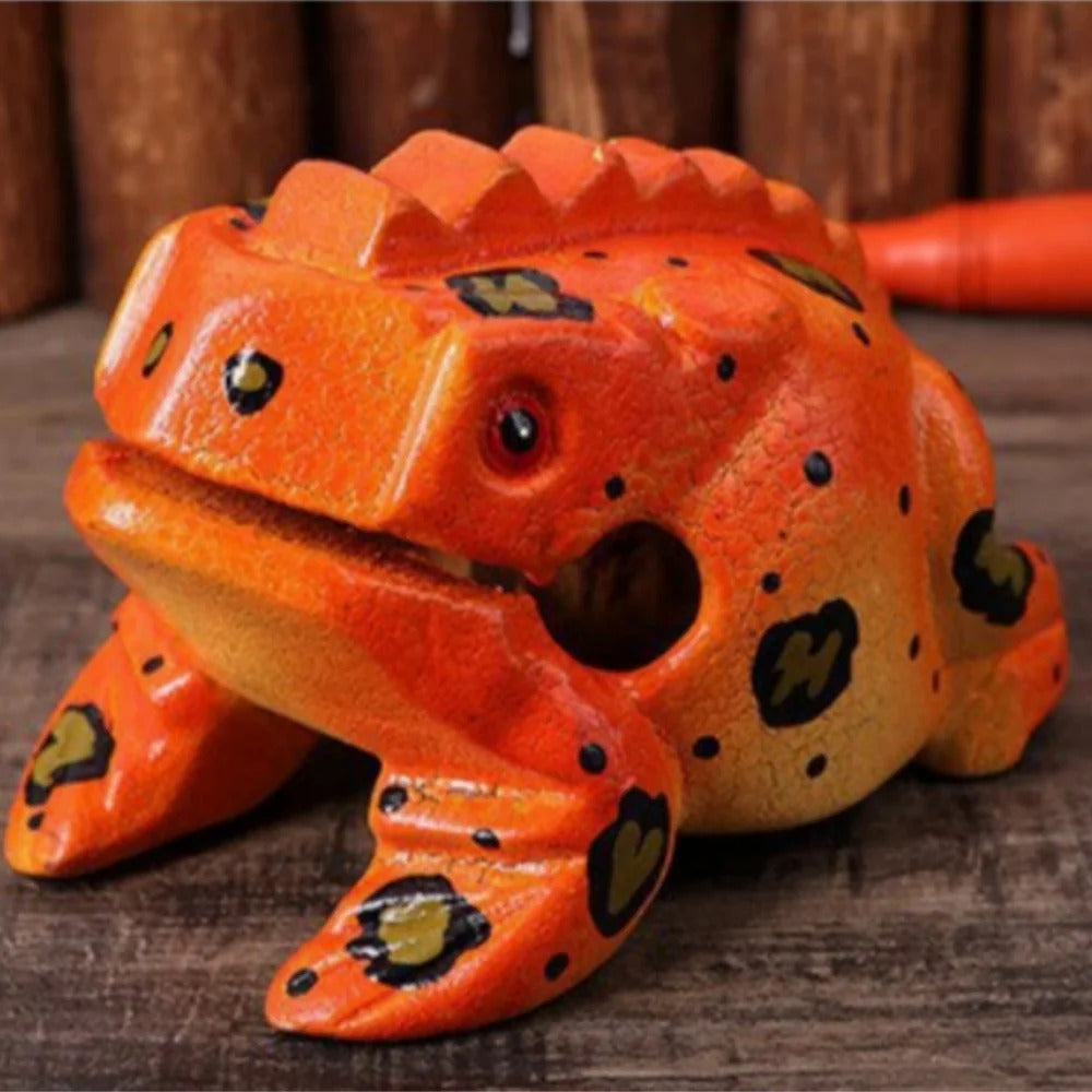 Colorful Wooden Frog Guiro Rasp,Handcrafted Wooden Frog Musical Instrument,African Wooden Frog Rasp Musical Instrument for Adult