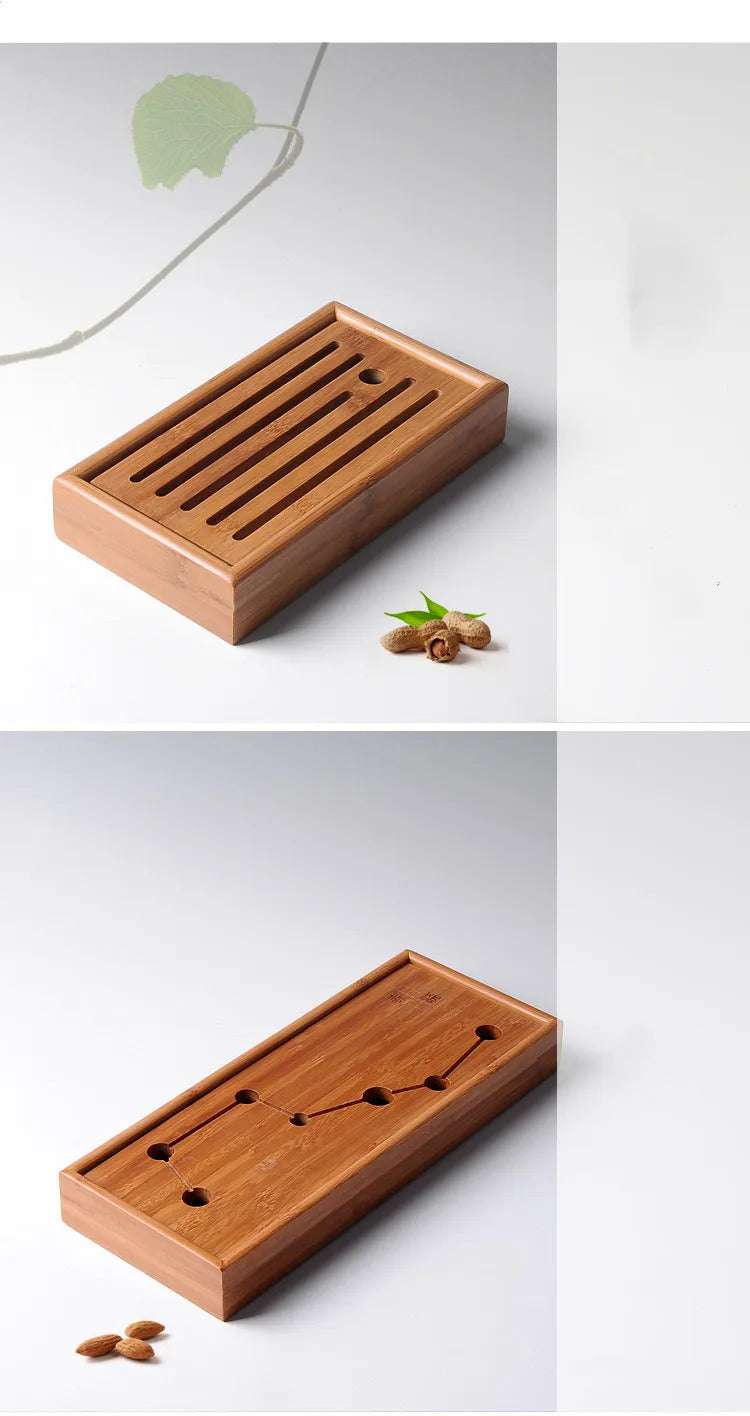 Large Capacity Water Storage Bamboo Tray Delicate Round Tea Board Chinese Tea Set Trays Decorative Traditional Tea Accessories