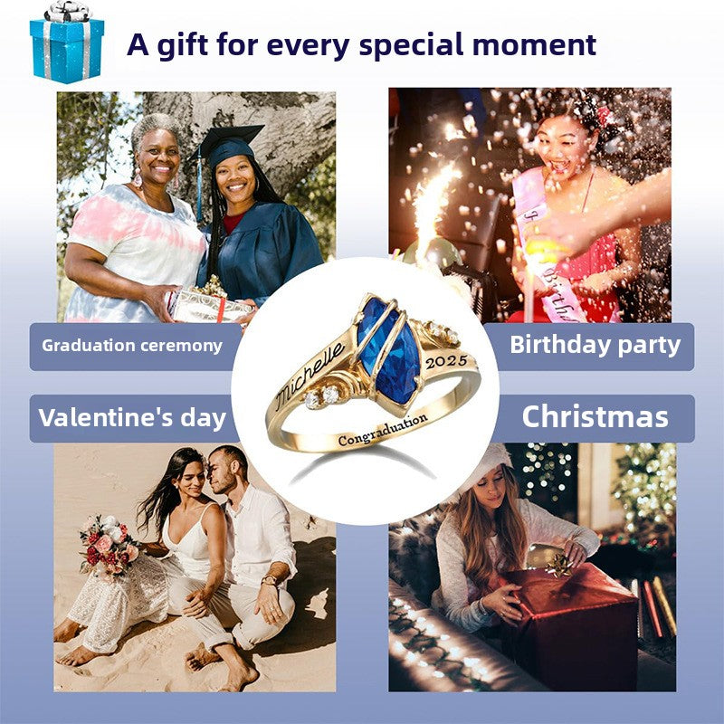 Memorial Ring Silver Copper Gold College Graduation Commemorative Women's Ring