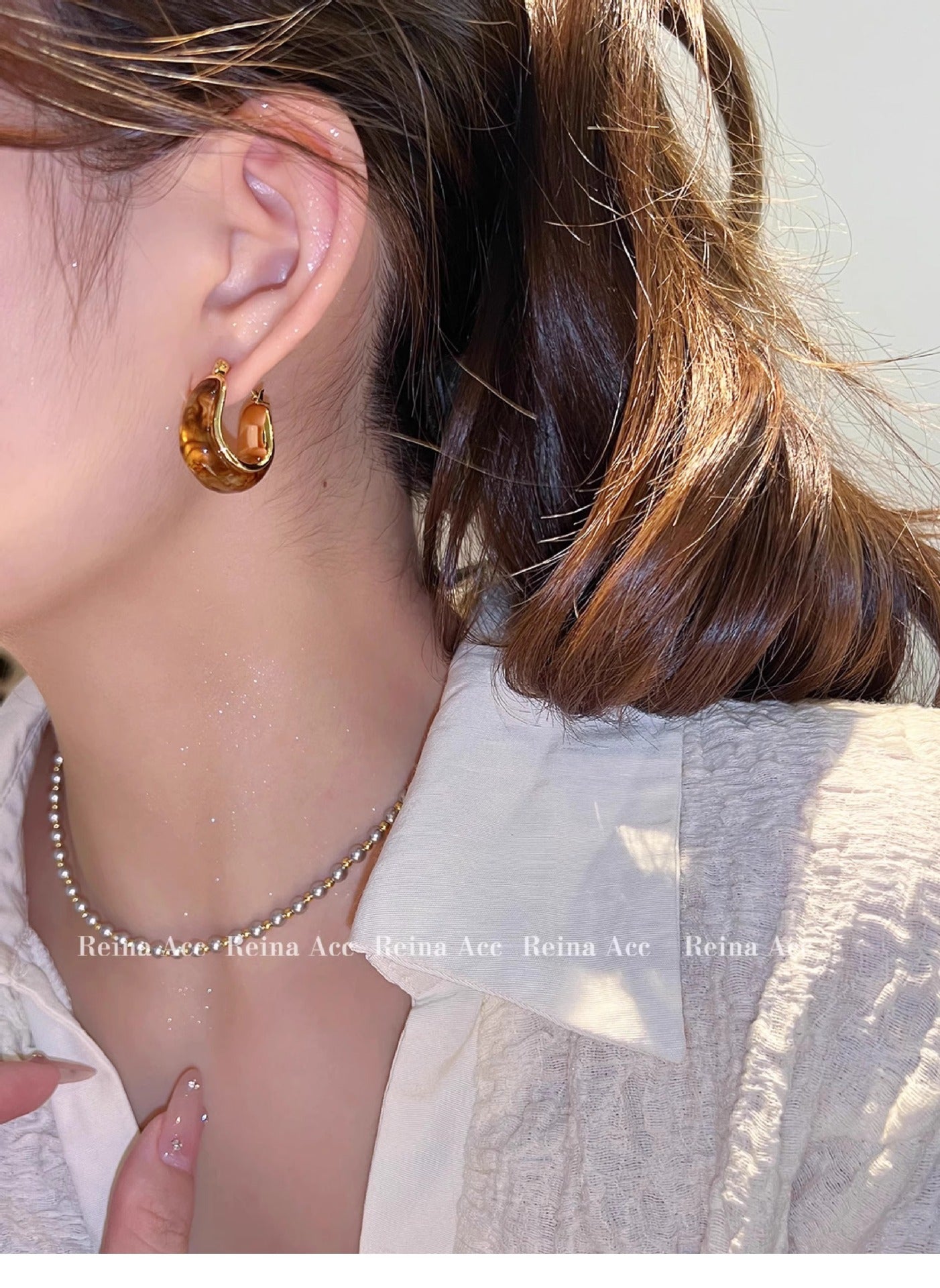 Maillard Earrings Earrings Brown Niche Design High-grade Ring Earrings Light Luxury Summer