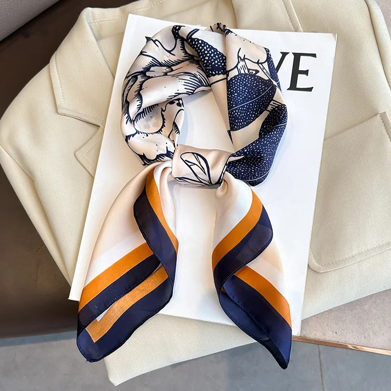 Luxury Design 70*70cm Horse Print Silk Square Scarf Women Soft Satin Hairband Neckerchief Office Hijab Headband Foulard Gift