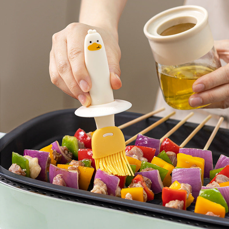 Silicone Oil Brush Household High Temperature Resistant Oil Brush with Bottle Dispensing Oil Pot Outdoor BBQ Oil Brush Integrated Oil Brush Bottle