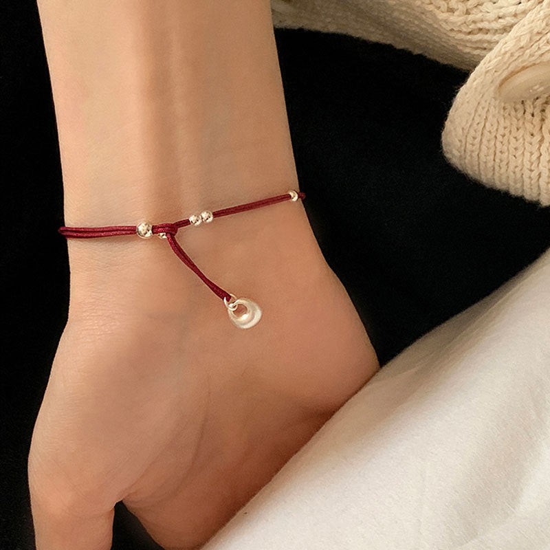 Xiaofutuo Red String Woven Bracelet for Women New Chinese Style Light Luxury Retro Hand Ring Jewelry
