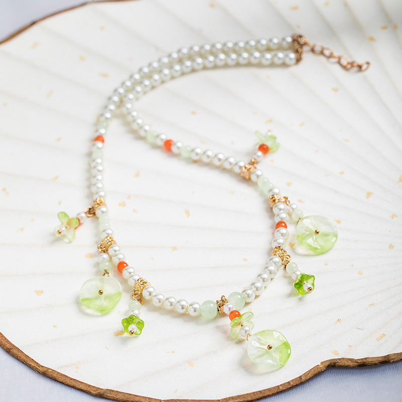 In Stock Han Chinese Clothing Accessories Daily Indie Necklace Women's Vintage Pearl Pendant Antique Accessories (Tb14.9)