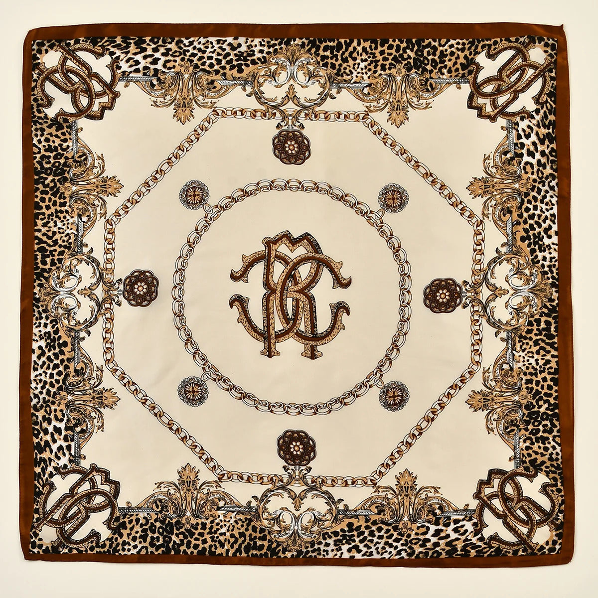 90*90cm Silk Satin Square Scarf Women Leopard Printed Headband Luxury Designers Scarf Handkerchief Foulard Silk Hair Band