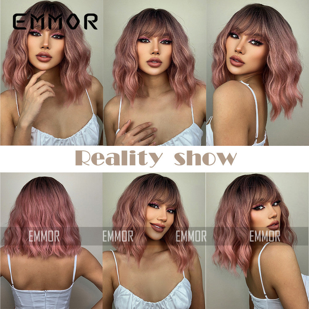 Trendy Hot-Selling Wig for Women, Cute Style, Blonde Bob Short Curly Hair, Factory Stock, Matte High-Temperature Fiber Full Wig