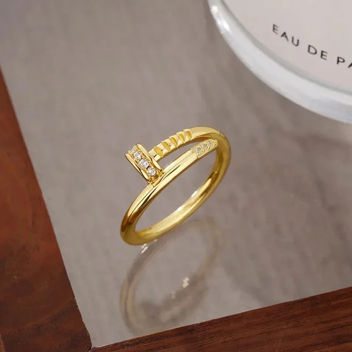 Gold Color Shiny Zircon  Ring for Women Light Luxury Adjustable Rings Birthday Jewelry Gifts