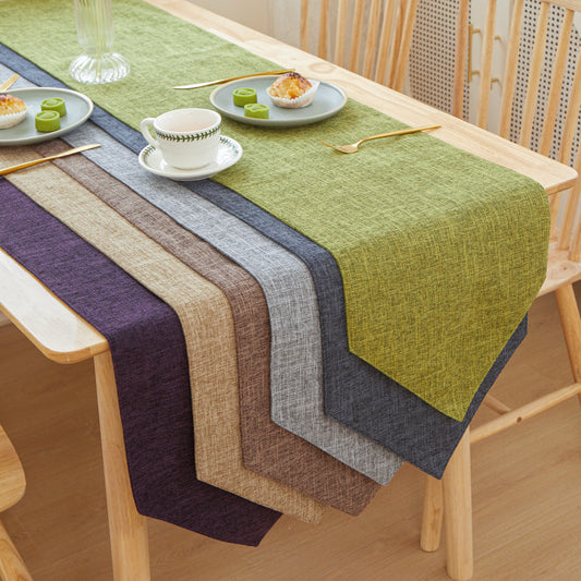 Nordic Bedside Towel Solid Color Linen Simple Style Long Table Runner Tea Flag Cloth Sideboard New Chinese Style Tea Table Towel