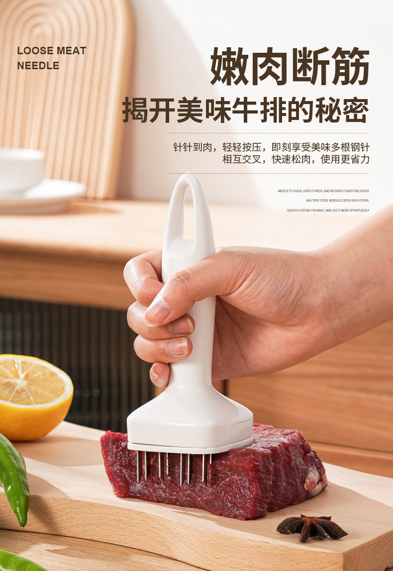 Stainless Steel Automatic Rebound Hammer Meat Tenderizer Needle for Home Kitchen Steak Tenderizing Beef Chicken Flavor Punching Tool
