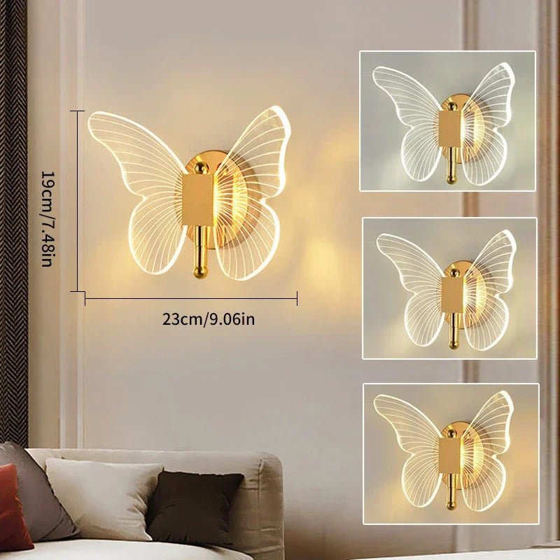 Butterfly Wall Lamp Corridor Lamp Modern Simple Creative Nordic Living Room Bedside Bedroom Lamp LED Indoor Lighting Decoration