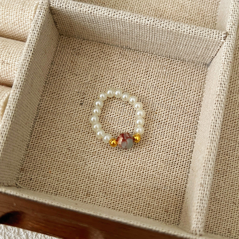 Color Crystal Beaded Ring Niche Design High-grade Finger Ring Light Luxury Elegant All-match Ring Accessories