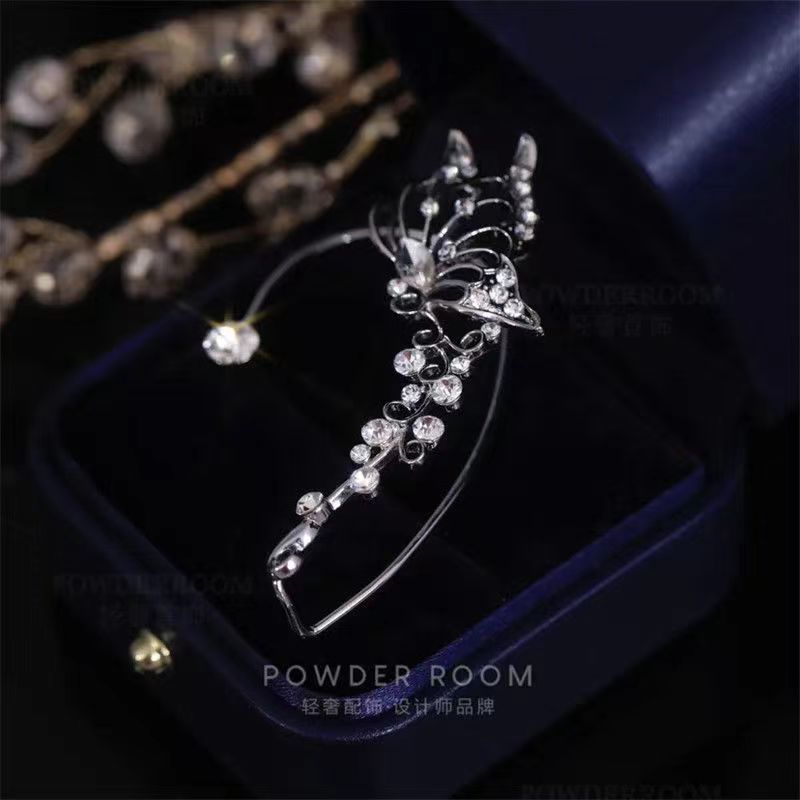 Hollow Zircon Butterfly Ear Hook Ear Clip Fairy One-Piece Elegant No Ear Piercing Required Ear Clip Earrings