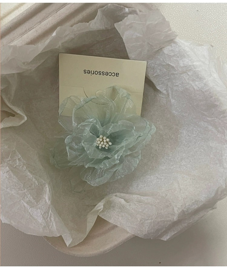 Vacation Organza Flower Hair Clip Travel Outing Hair Accessories Atmosphere Clip Duckbill Clip Hairpin Side Clip Hair Ornament