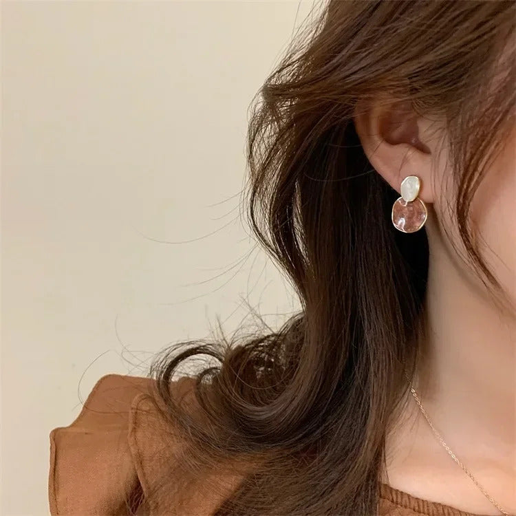 Korean Style Zircon Black Resin Square Ear Studs for Women Elegant Luxury Geometric Earrings 2024 Fashion Trends Jewelry Gifts