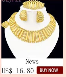 Africal Gold Color Big Jewelry Set Hollow Out Design Necklace Bracelet Earring Ring For Women Bridal Wedding Jewellery Gift
