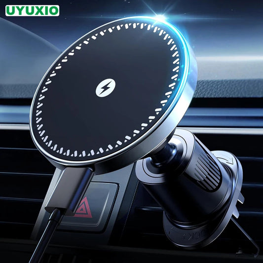 UYUXIO Strong Magnetic Wireless Car Phone Charger Adapter 15W Air Vent Car Phone Holder for iPhone 16 15 14 13 Pro Max Plus 12