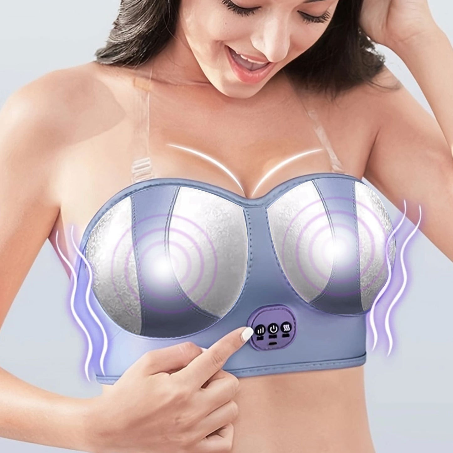 2025 Cross-Border Hot-Selling Electric Breast Bra Vibrator Massager Hot Compress USB Wireless Smart Chest Massager CE
