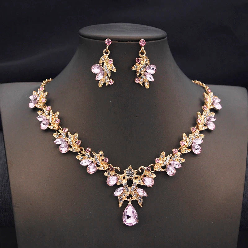 Elegant Butterfly Opal Green Bridal Jewelry Sets for Women Earring Necklace Set Wedding Dress Jewelry Sets 3 Pcs Gifts