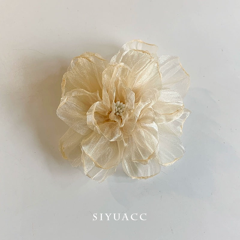 Vacation Organza Flower Hair Clip Travel Outing Hair Accessories Atmosphere Clip Duckbill Clip Hairpin Side Clip Hair Ornament