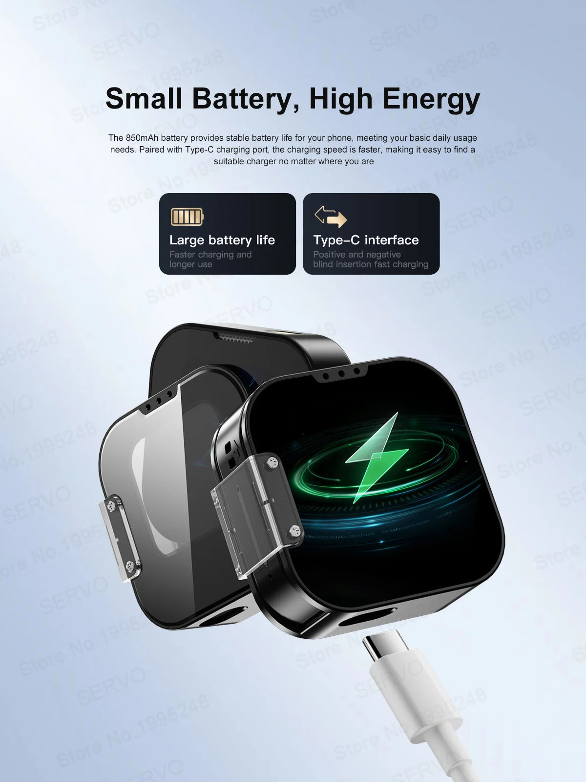 SERVO i19 Rotate Small Box Touch Mobile Phone 2SIM Standby Magic Voice Bluetooth Sync Music Torch Mini Rotation Cellphone Type-C