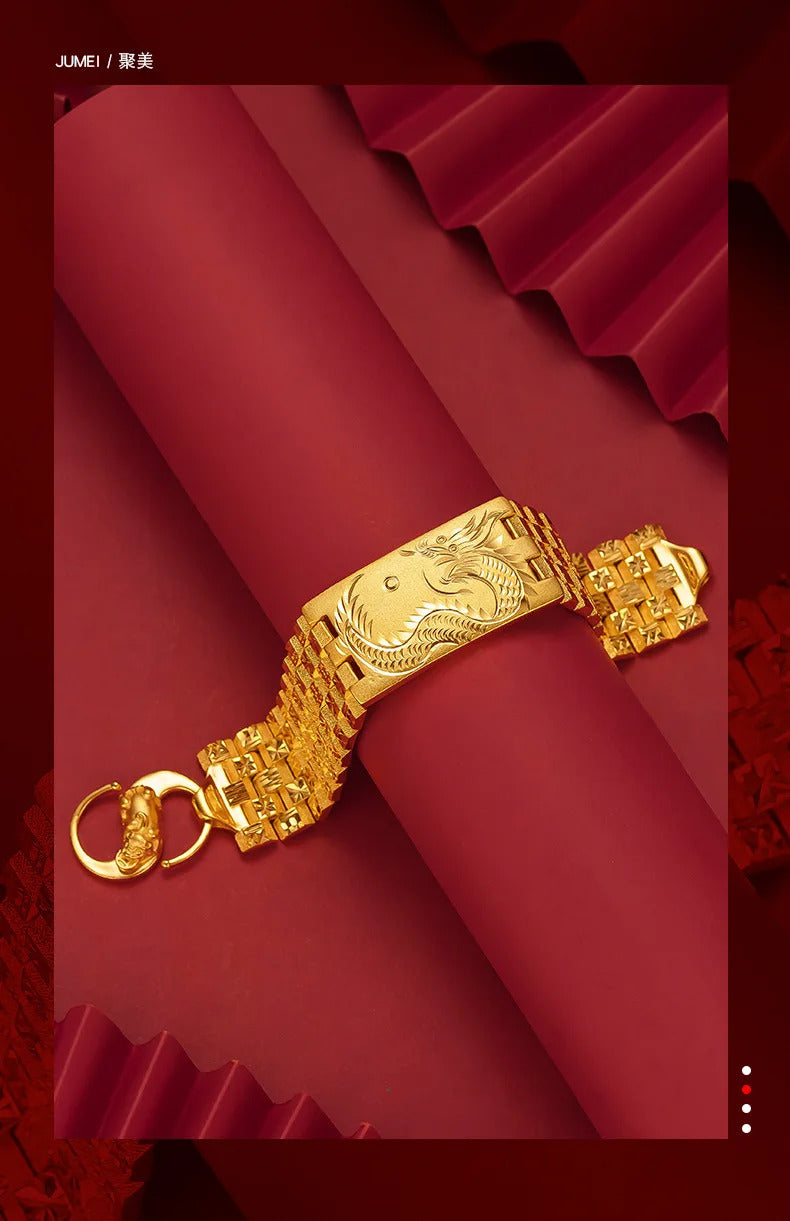 9999 24K  real gold store, same style gold bracelet for men and women, powerful and exquisite jewelry