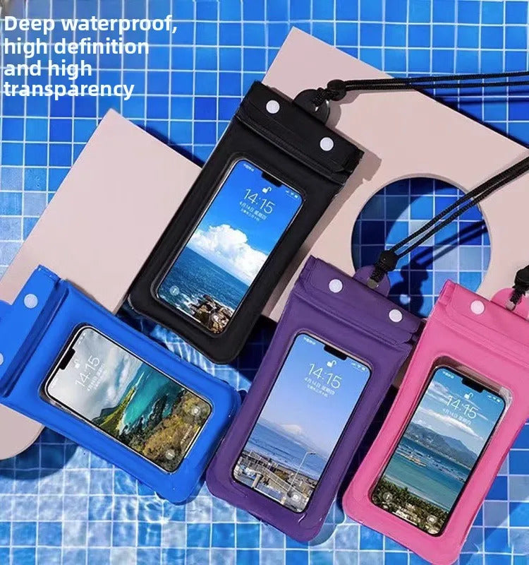 IPX8 30M 3 Fold Touchable Airbag Anti Sinking Waterproof Phone Bag Pouch for Apple IPhone Xiaomi Samsung Swimming Lanyard