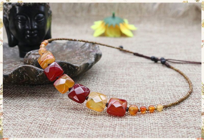 Natural Agate Clavicle Chain Neck Necklace Women's Neck Pattern Neck Chain