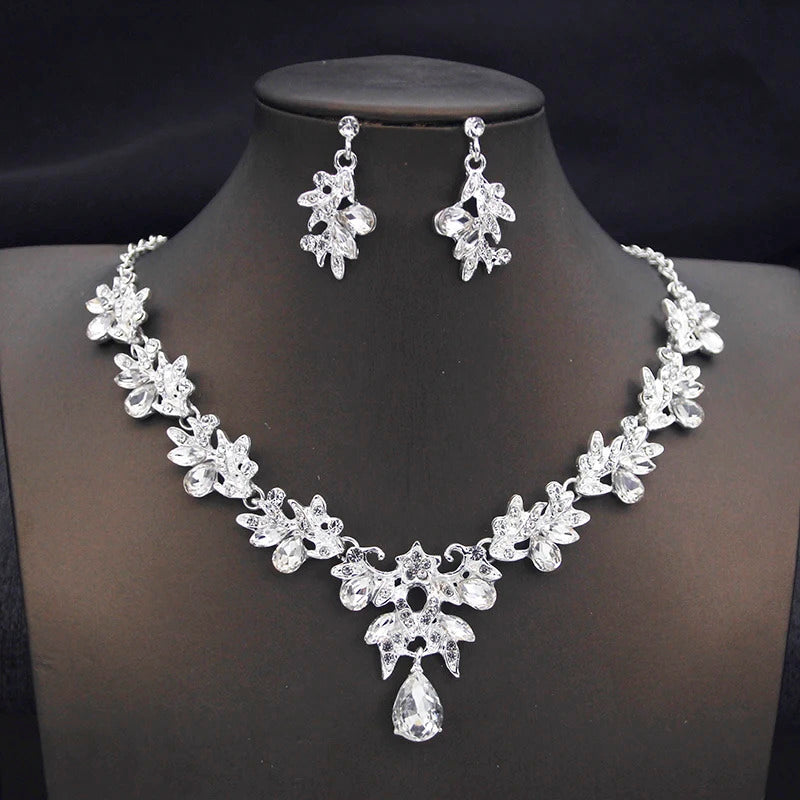 Elegant Butterfly Opal Green Bridal Jewelry Sets for Women Earring Necklace Set Wedding Dress Jewelry Sets 3 Pcs Gifts