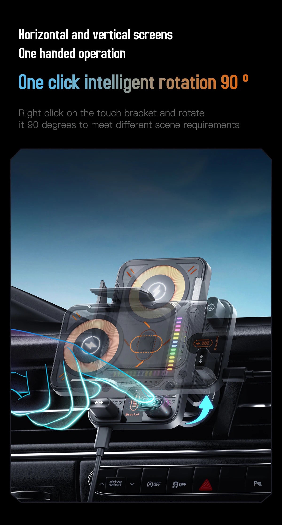 Wireless Car Phone Holder 15W Wireless Fast Charging Infrared Induction Phone Stand Universal Transparent for iPhone Xiaomi