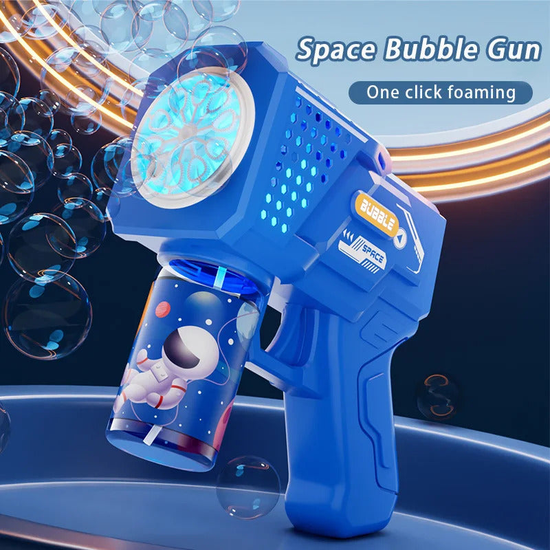 10 hole automatic bubble machine toy children's handheld space bubble gun electric light without battery bubble water