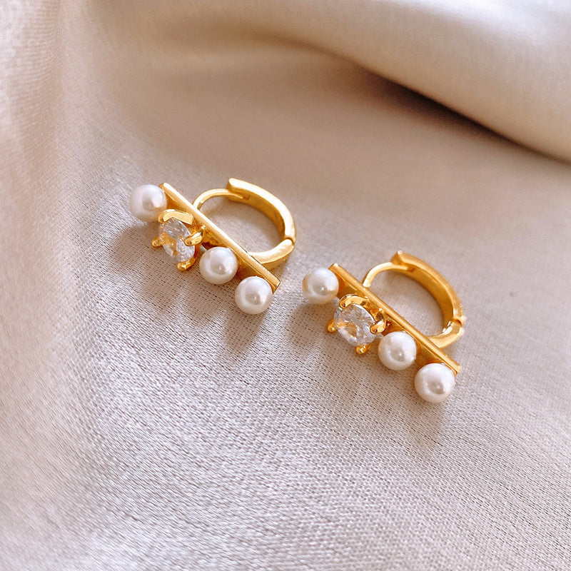 Simple Heart Circle Earrings Fashion Versatile Geometric Ear Clips Ear Studs Light Luxury High-end Feel Earrings for Women