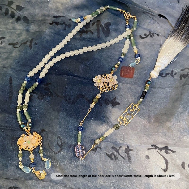 Ancient Style Hanfu Back Cloud Long Tassel Ming Dynasty Necklace New Chinese Style National Style Mamian Skirt Accessories