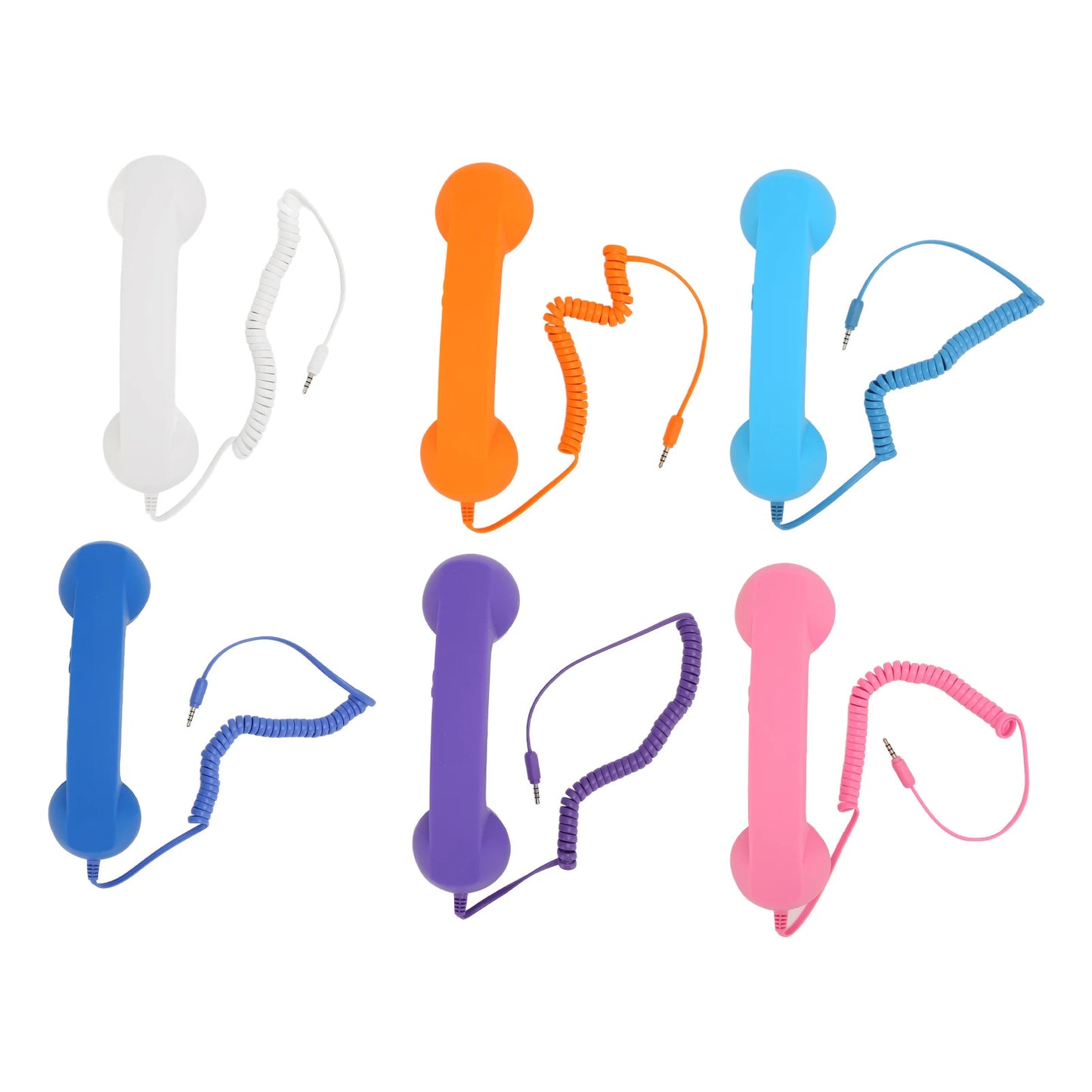 Handheld Phone Receiver Coiled Cord Radiation Proof Cell Phone Handset Clear Sound 3.5mm Plug Adjustable Volume for Smartphone