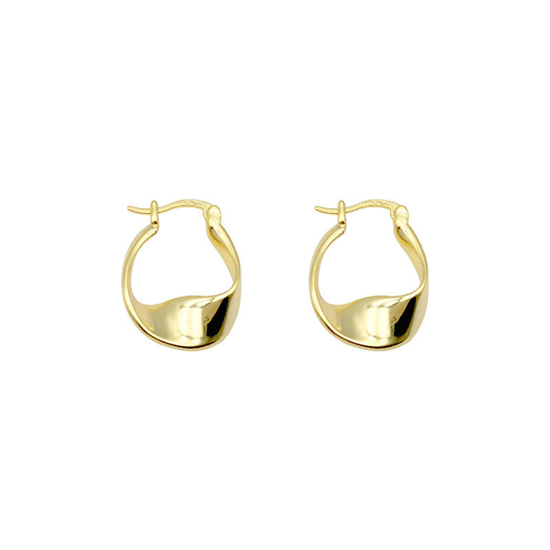 Metal Big Circle Earrings Women's Hong Kong Fashion Women's Ear Jewelry S925 Silver Needle