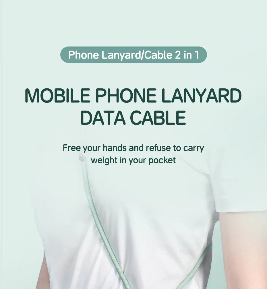 Hagibis Universal Phone Lanyard USB C Cable 2 in 1 Phone Strap C to C/C to L Charging Cord for iPhone 15 14 Pro Max Most Phones