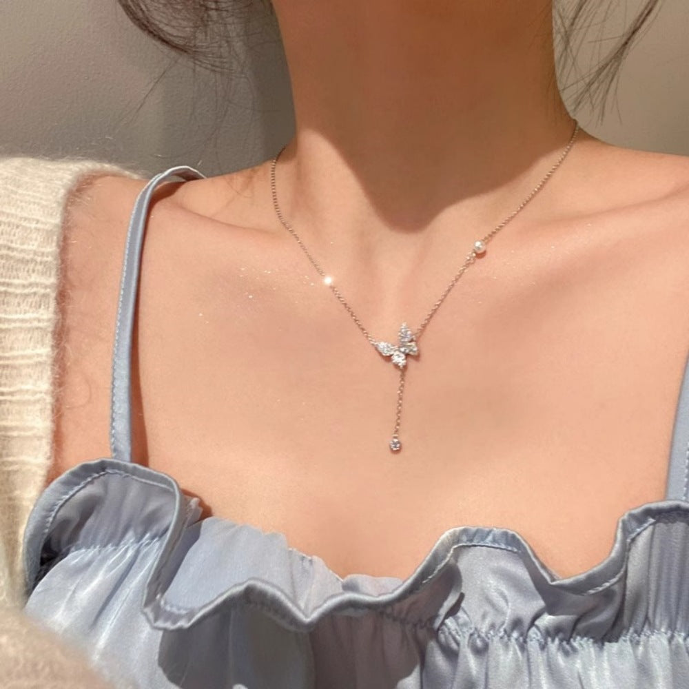Li Luo New S925Sterling Silver Pearl Necklace Accessory for Women, Non-Fading, High-End Feel, Versatile Spring/Summer Clavicle Chain Wholesale