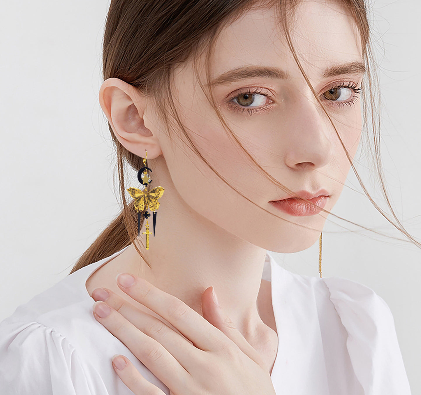 Vintage Distinctive Tassel Star Moon Butterfly Sword New Gothic Tassel Earrings