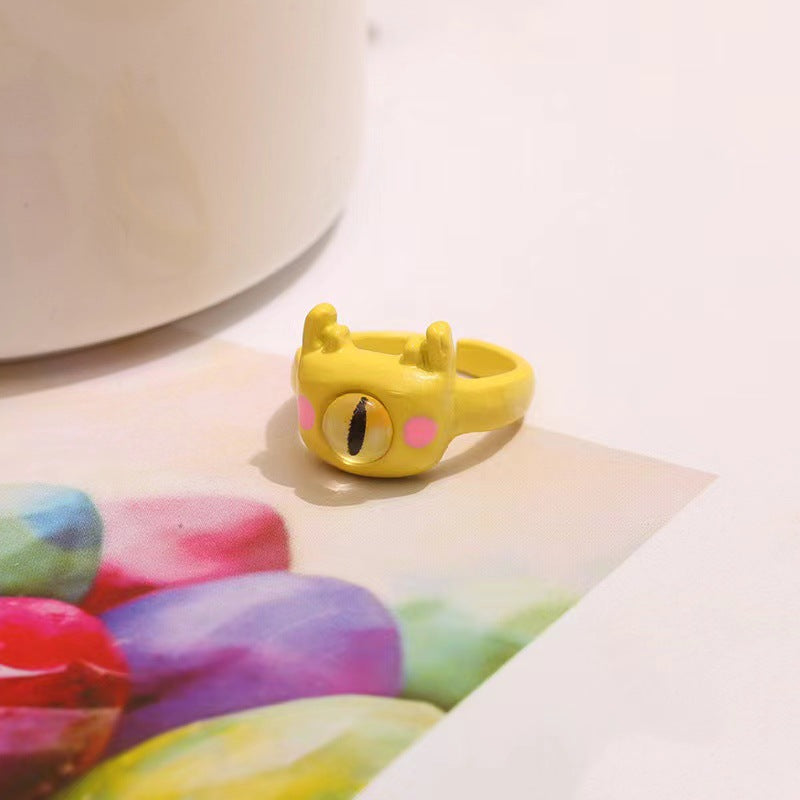 Funny Little Monster Ring Childlike Cute One-Eyed Ins Student Children Girlfriends Couple Gifting New