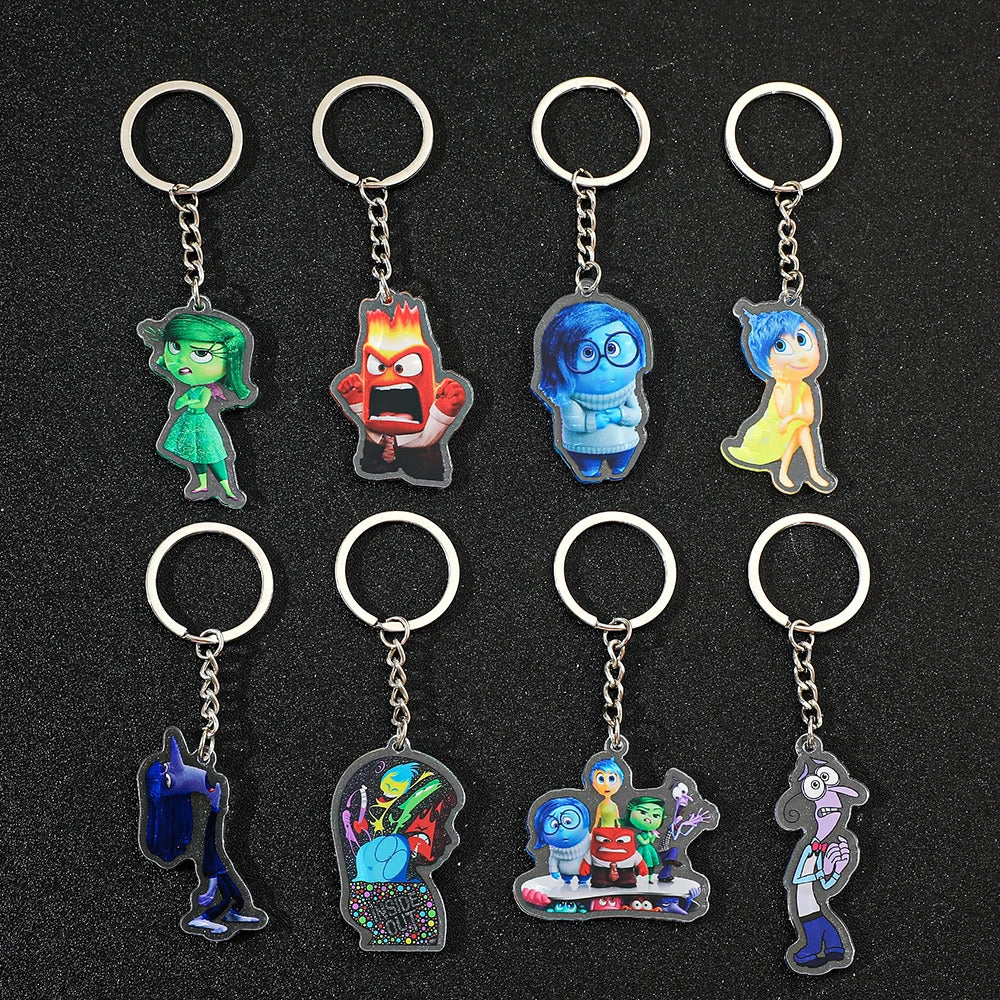Disney New Movies Inside Out 2 Anime Acrylic Keychain Charms Cute Cartoon Pendent Keyring Strap Fashion Jewelry Accessory Gifts