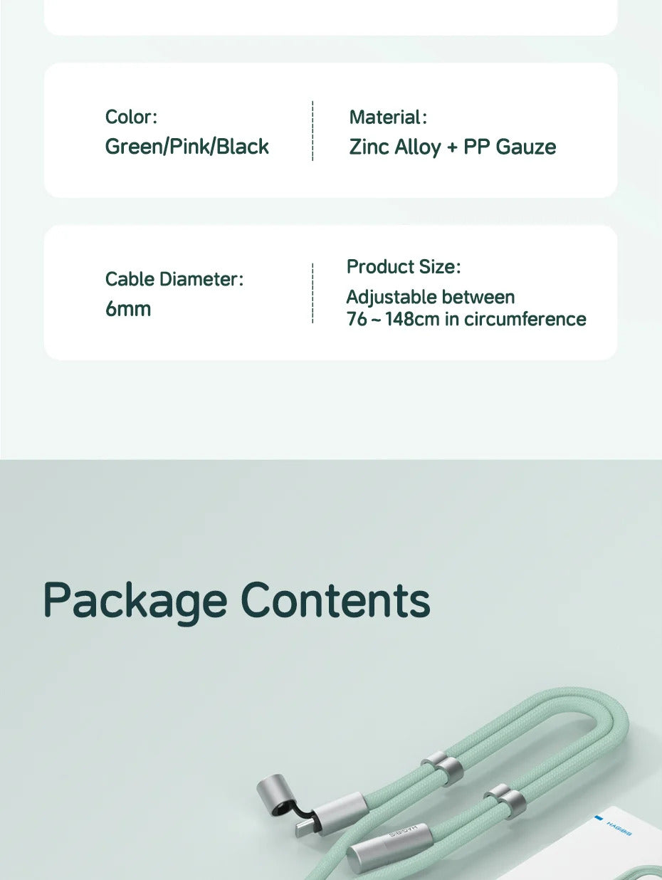 Hagibis Universal Phone Lanyard USB C Cable 2 in 1 Phone Strap C to C/C to L Charging Cord for iPhone 15 14 Pro Max Most Phones